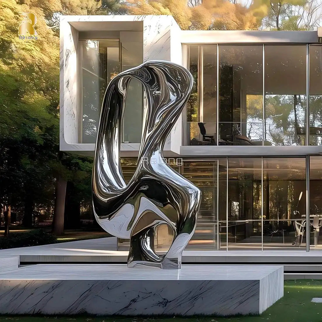 RELONG Stainless Steel Abstract Sculpture Statue Modern Metal Art Decoration for Outdoor