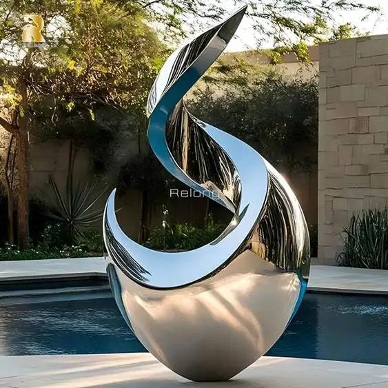 RELONG Stainless Steel Abstract Sculpture Statue Modern Metal Art Decoration for Outdoor