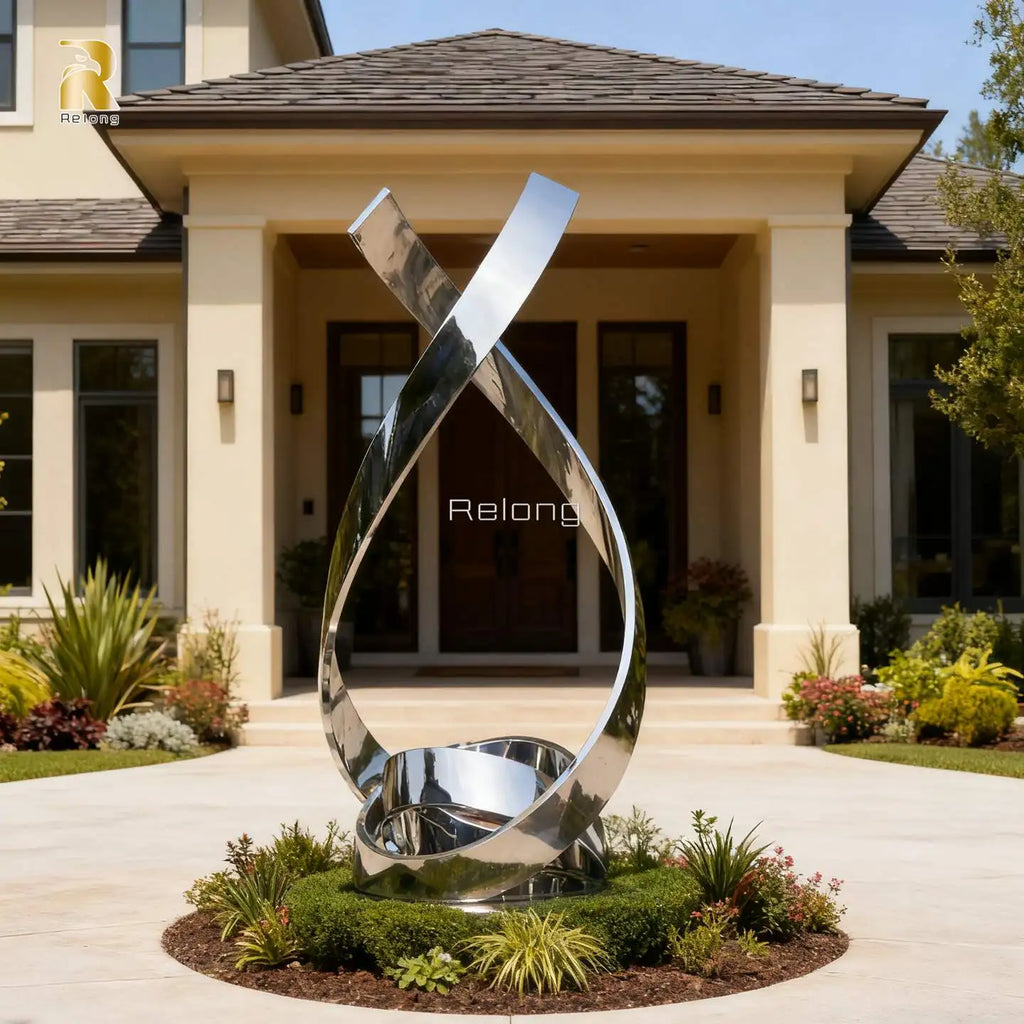 RELONG Modern Design Stainless Steel Abstract Sculpture for Outdoor Resort Decoration